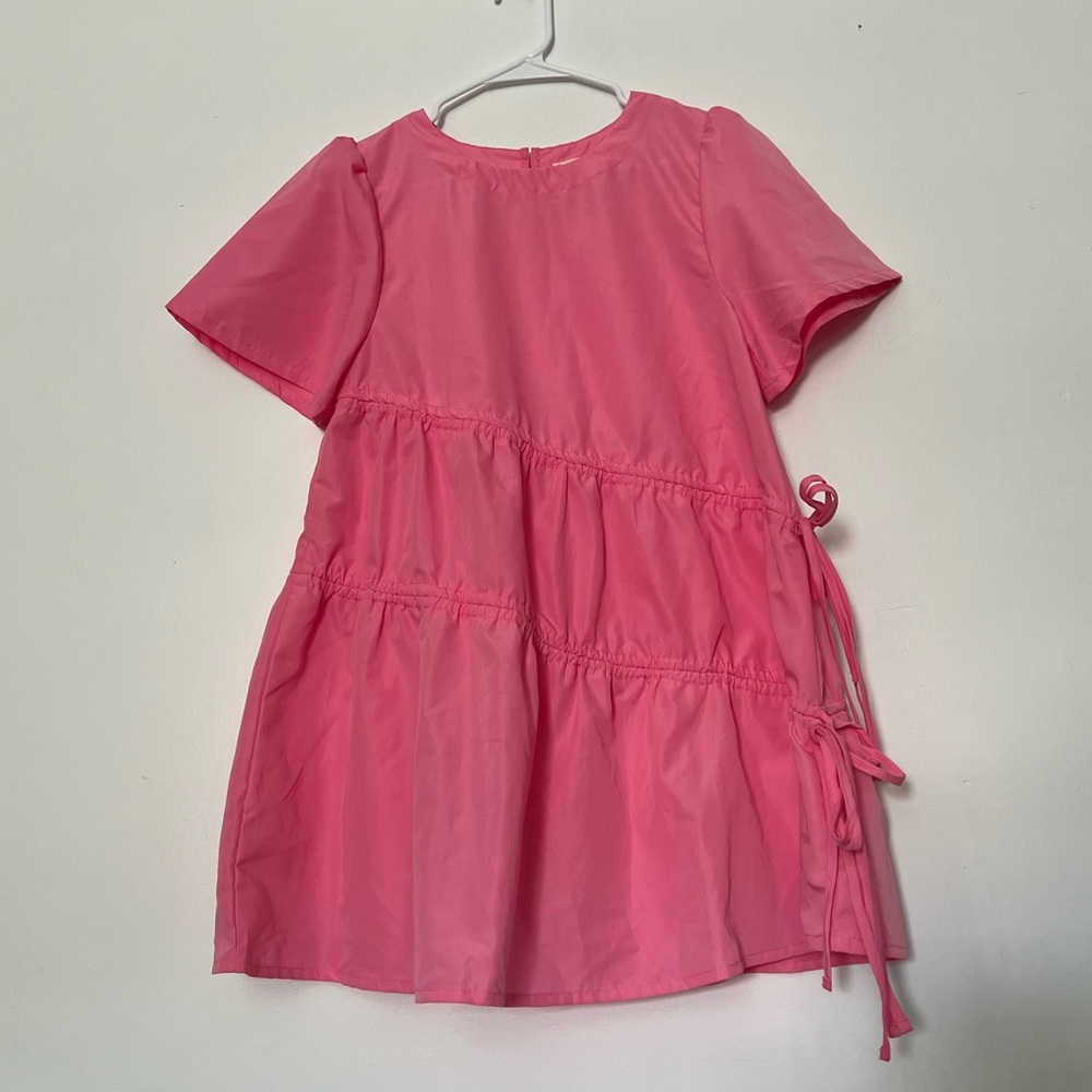 Women's Puff Short Sleeve Drawcord MiniDress Size Small